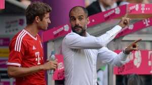 Guardiola with Bayern's Mueller